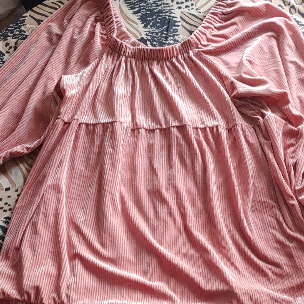 Suzanne Betro Blush Pink Corduroy Top Sz 4X